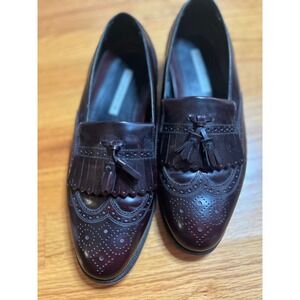 Florsheim Burgundy Leather Tassel Loafers Wingtip Dress Shoes Size 8